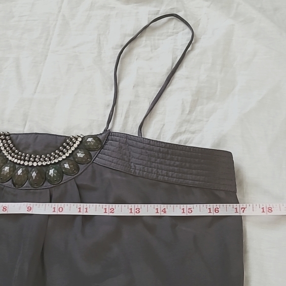 Magali Pascal 100% Silk Gray Mini Dress with Brass and Rhinestone, Size M - Picture 9 of 12